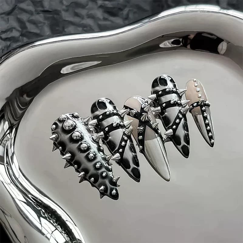 100Pcs Punk Rivet Nail Charms Cone Mixed Sized Nail Art Studs Stylish Alloy Spike 3D DIY Nails Decor - 4