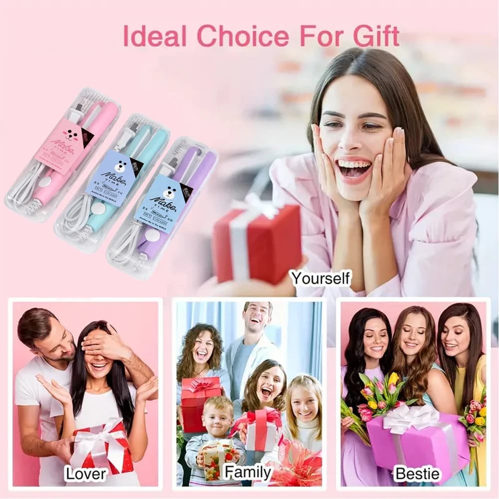 أداة تصفيف الشعر للسفر، مكواة فرد شعر صغيرة محمولة، هدية مثالية للفتيات، حديد مسطح - 5