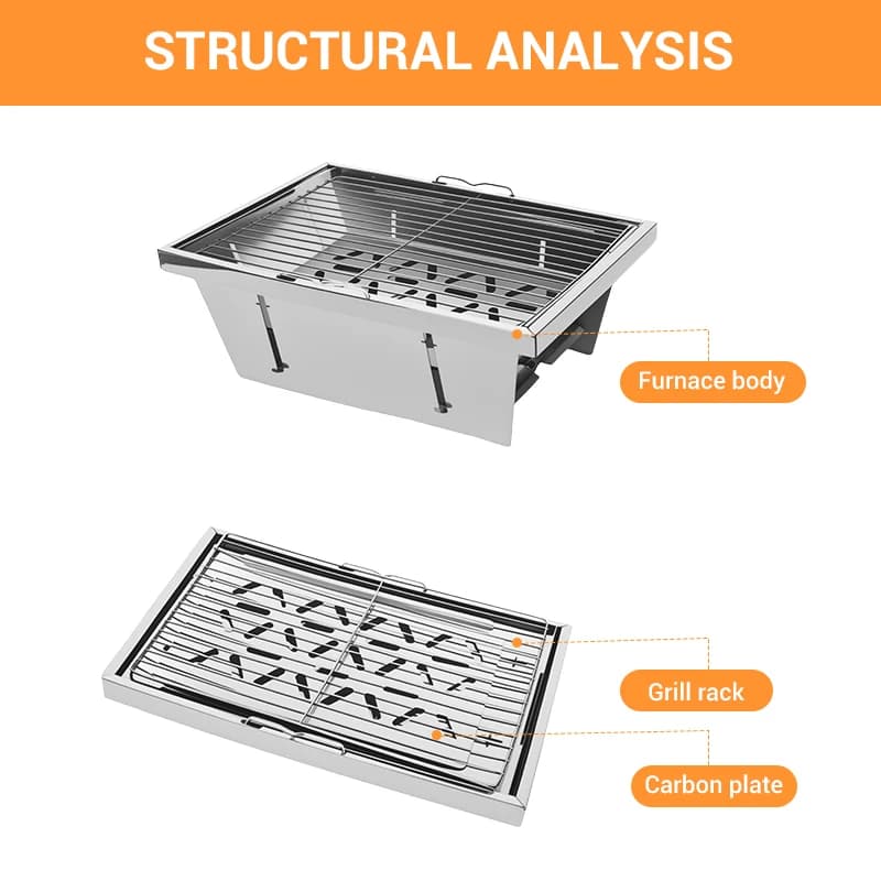 شواية باربيكيو قابلة للطي من WESTTUNE IGT، تعمل بالفحم والحطب، محمولة مع رف شواء من الفولاذ المقاوم للصدأ، مثالية للتخييم والنزهات - 3