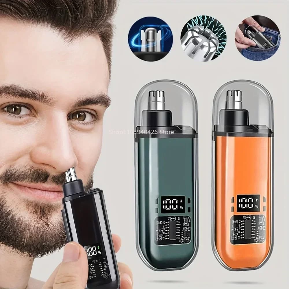 ماكينة قص شعر الأنف والأذن للرجال قابلة لإعادة الشحن عبر USB تصميم صغير محمول ومدمج مع مجموعة أدوات تهذيب كهربائية بشحن سريع
