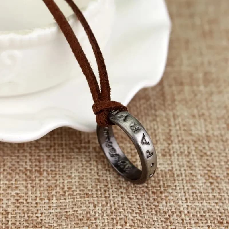 Movie Game Uncharted 4 Necklace Nathan Drake Cosplay Ring Leather Code Ancient Vintage Pendant Jewelry Prop - 6