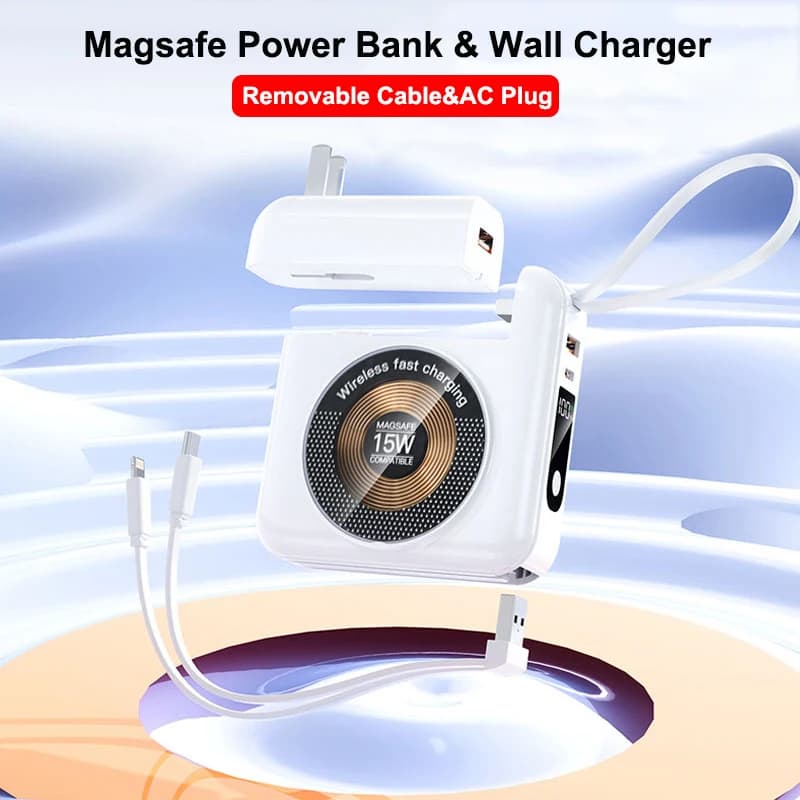 بنك طاقة Magsafe 20000 مللي أمبير، كابل قابل للإزالة، شاحن جداري 22.5 واط، مناسب لـ iPhone وXiaomi وSamsung - 2