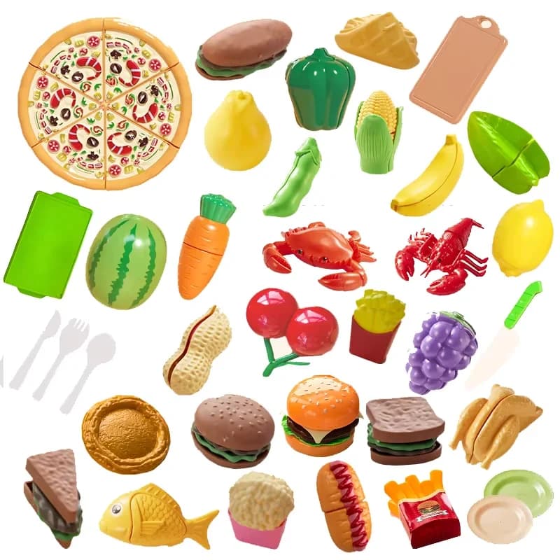 Children's Kitchen Toy Set Simulated Kitchen Cutting Cookware Simulated Fruits Cutting Toys Cooking Accessories for Kids Gift - 4