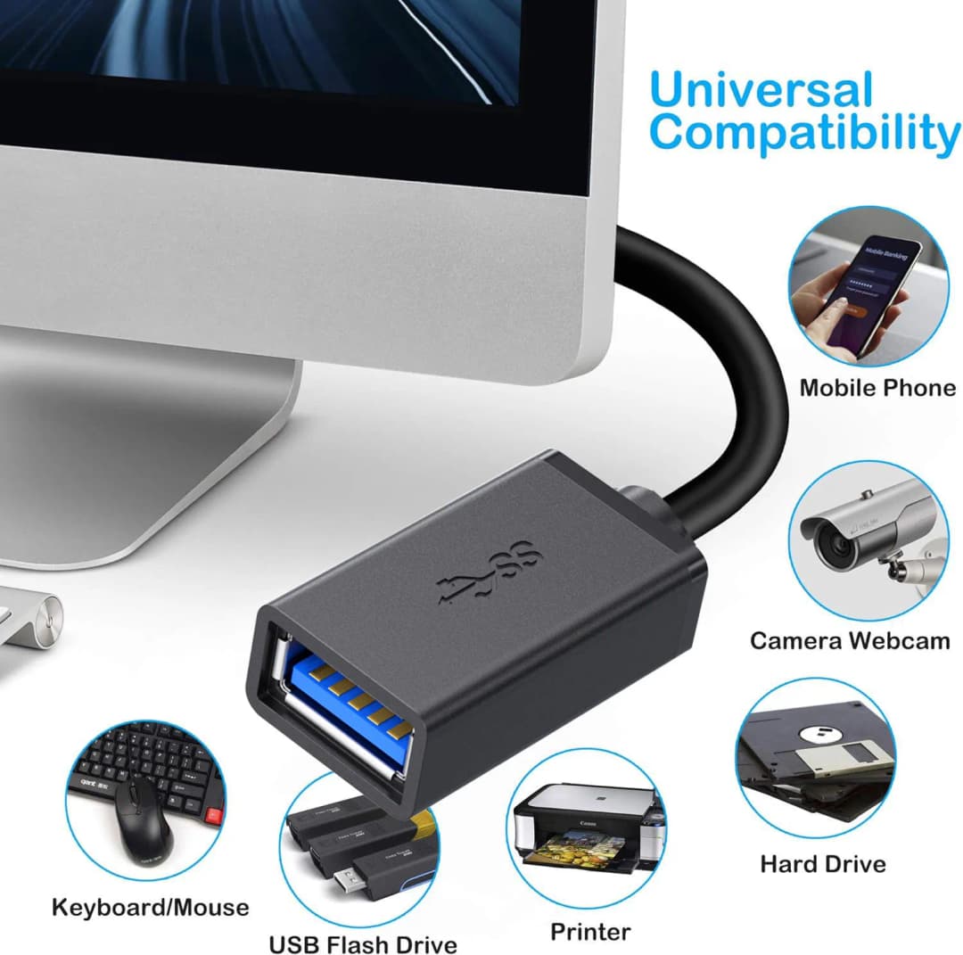 كابل تمديد USB 3.0 قصير فائق السرعة بطول 0.3 متر حتى 5 جيجابت في الثانية لأجهزة ماك وويندوز - 3
