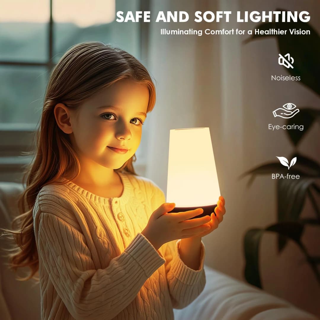 Night Light Bedroom Dimmable Touch Lamp 13 Colors and 5 Brightness Baby Table Lamp Portable Rechargeable Bedside Table Lamp - 2