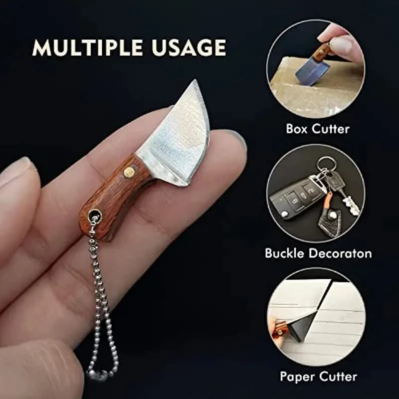 4pcs/Set Stainless Steel Pocket Knife Kitchen Mini Cleaver EDC Keychain Portable Unboxing Knife Fishing Cutting Knife - 3