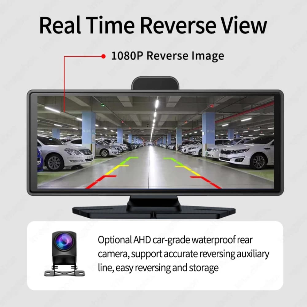 10.26" Dash Cam 4K 2160P Carplay Android Auto Car DVR 5G Wifi GPS FM Video Drive Recorder Stream Dahscam 360 ° Rotation Camera - 6