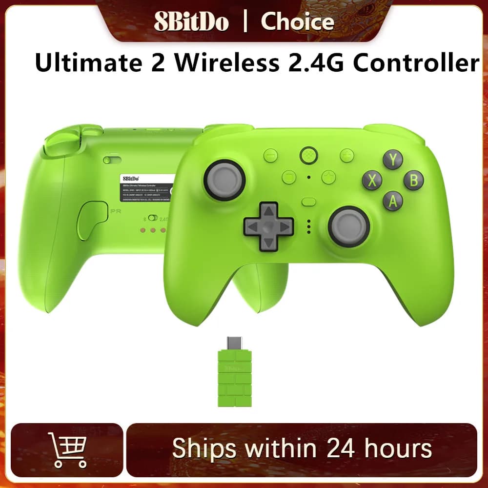 وحدة تحكم لاسلكية 8BitDo Ultimate 2 لنظام ويندوز 10/11 وأندرويد مع عصا تحكم TMR وأزرار قابلة للتبديل وإضاءة RGB