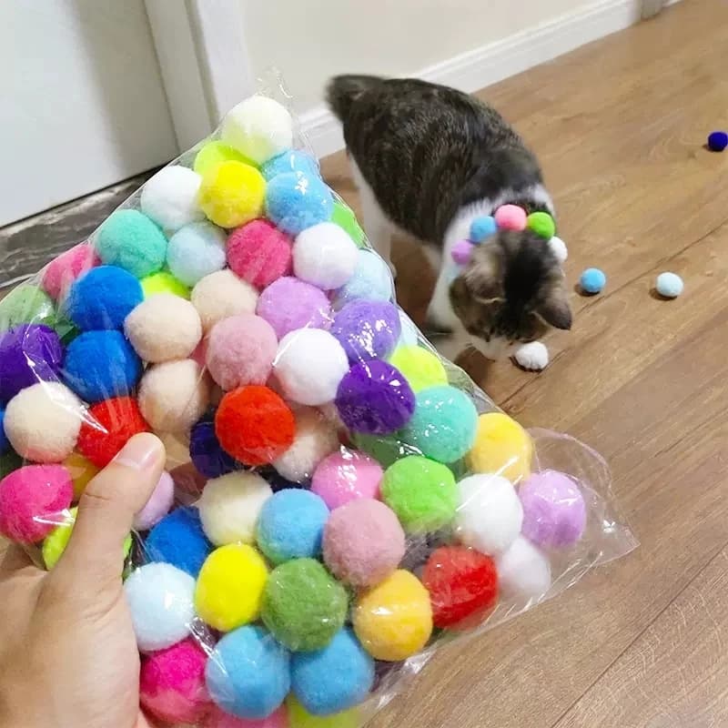 Cat Toys Interactive Launch Training Creative Kitten Toys Pompoms Games Stretch Plush Ball Toys Cat Supplies Pet Accessories - 3