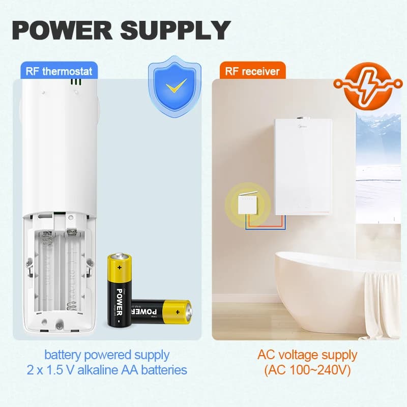 ترموستات لاسلكي واي فاي RF433 للغلايات الغازية، تدفئة أرضية بالماء، متحكم ذكي في درجة الحرارة من تيا، متوافق مع أليكسا وجوجل هوم - 3