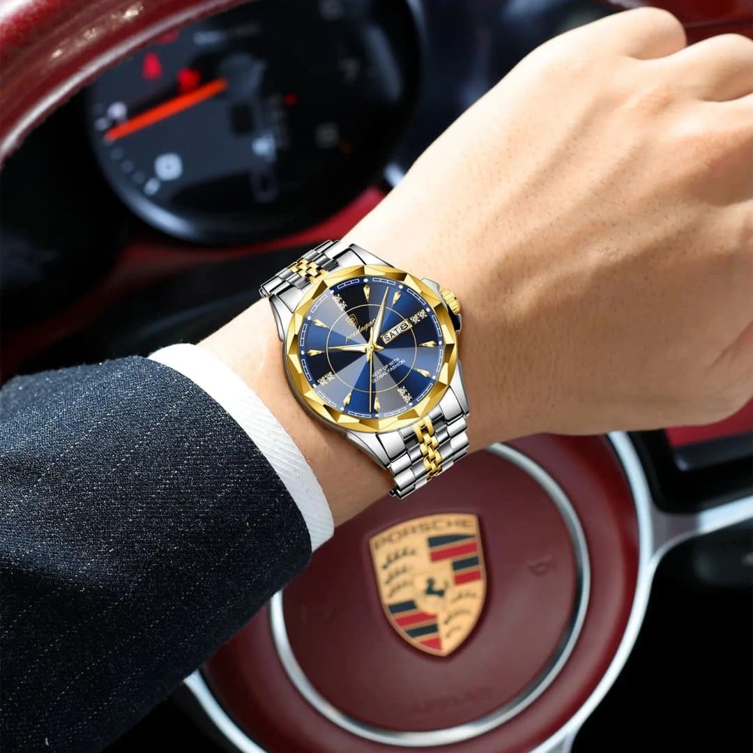 ساعة POEDAGAR فاخرة موضة رجالي أعمال مقاومة للماء مضيئة تاريخ أسبوع ساعات رجالي كوارتز ستانلس ستيل ساعة يد رجالي - 5