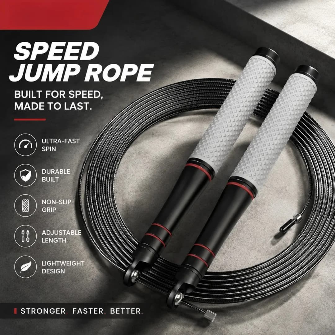 Speed jump rope, heavy-duty adjustable rope, lightweight design, smooth ball bearing rotation, suitable for CrossFit training - 4