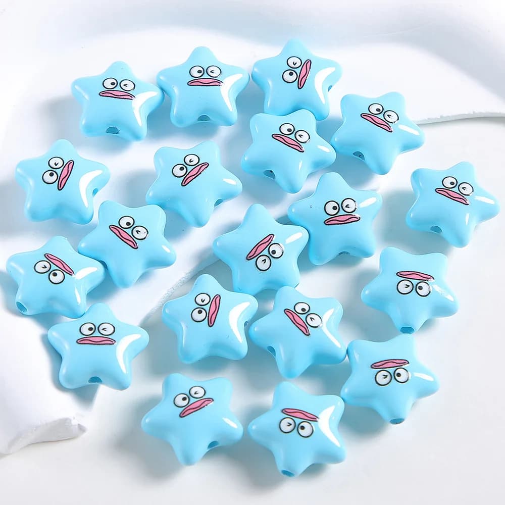 10Pcs 21MM Cute Cartoon Animal Star Acrylic Beads For Jewelry Making DIY Earrrings Bracelet Necklace Phone Chain Accessories - 3