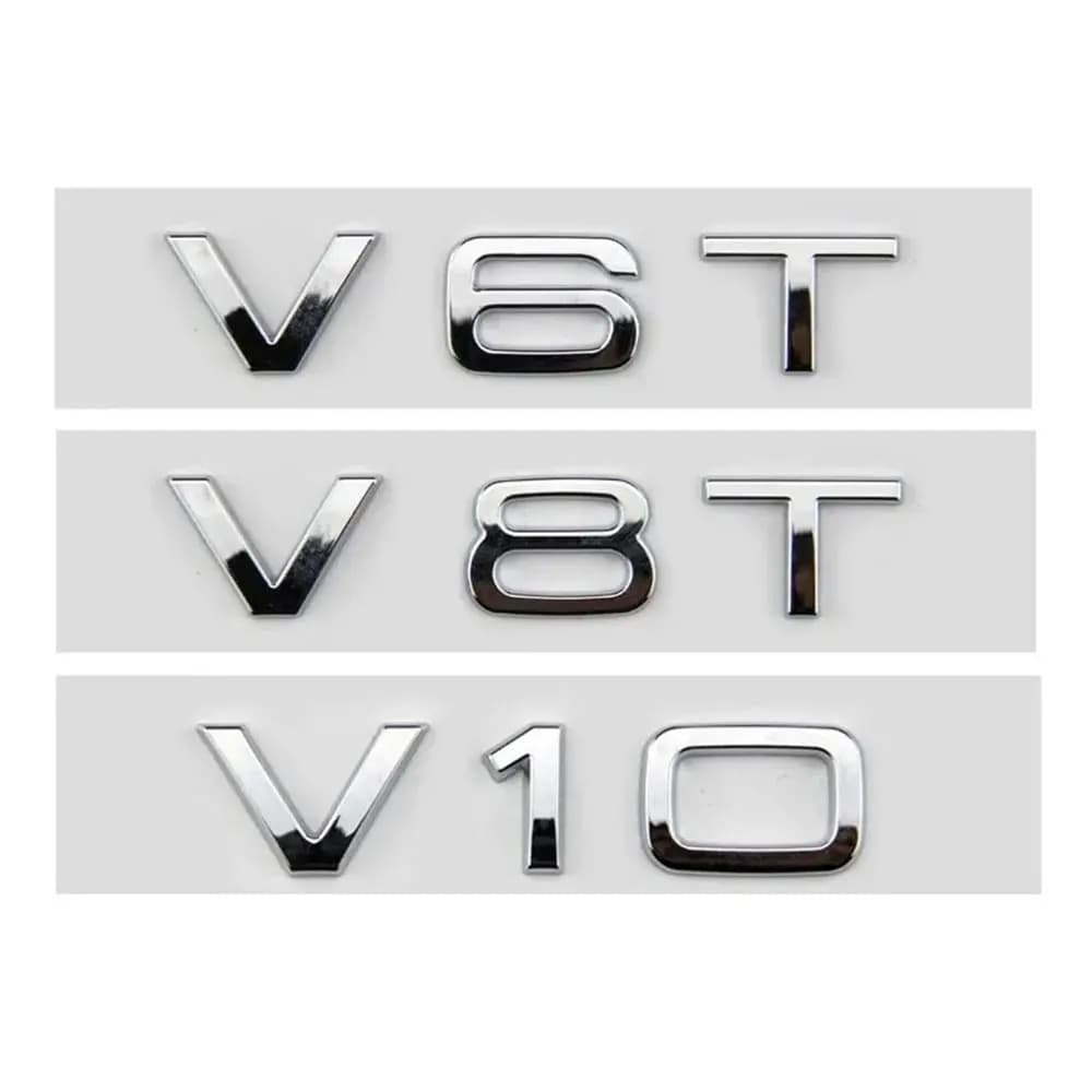 3D ABS Chrome Black Logo V6T V8T V10 Emblem Car Fender Side Badge Decals For A4L A5 A6L A7 S4 S5 Car Sticker Accessories - 5