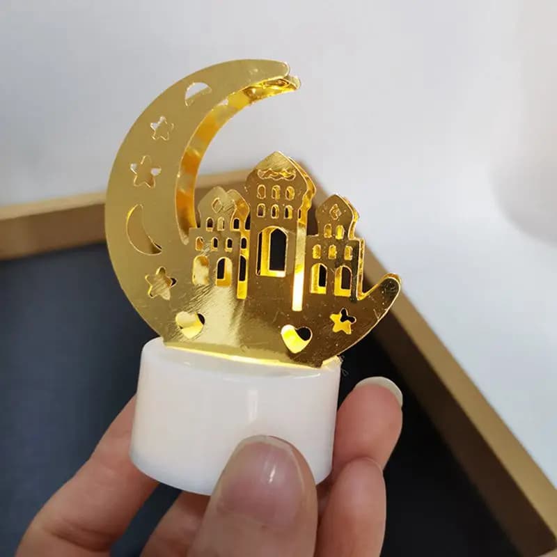 1/2/3PCS EID Mubarak LED Lights Moon Star Castle Ramadan Decoration Islam Muslim Festival Party Kareem Al Adha Home Decoration - 2