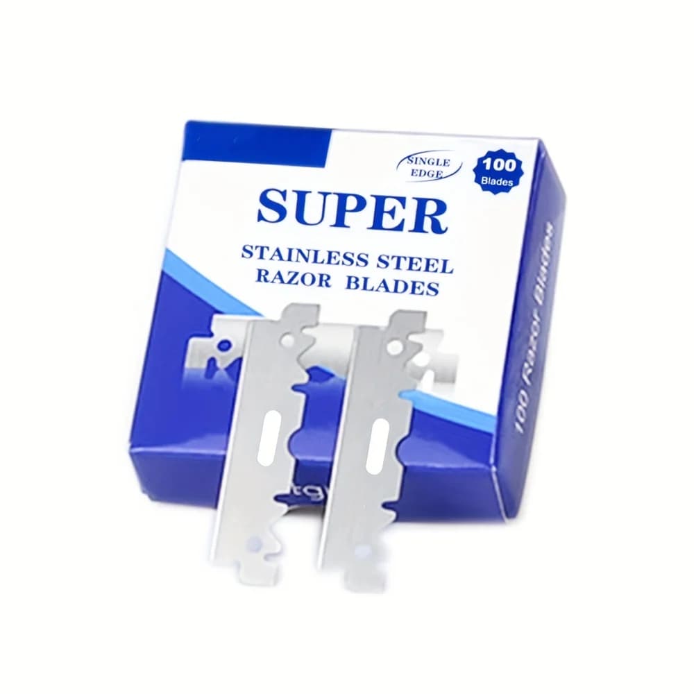 100 قطعة شفرات حلاقة أحادية الجانب - شفرات حلاقة آمنة من الفولاذ المقاوم للصدأ للرجال، أدوات حلاقة احترافية للحلاقين - 5