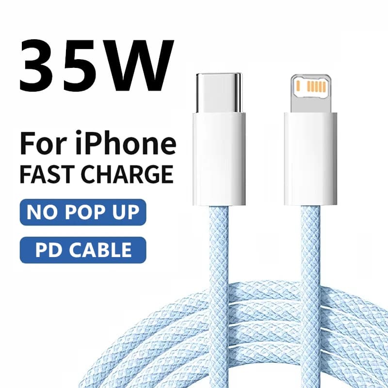 مضفر 35 واط سريع الشحن PD كابل آيفون 13 14 برو ماكس 11 12 ميني X XR XS ماكس 7 8 زائد شحن سريع USB-C كابلات البيانات 1 متر 2 متر - 3
