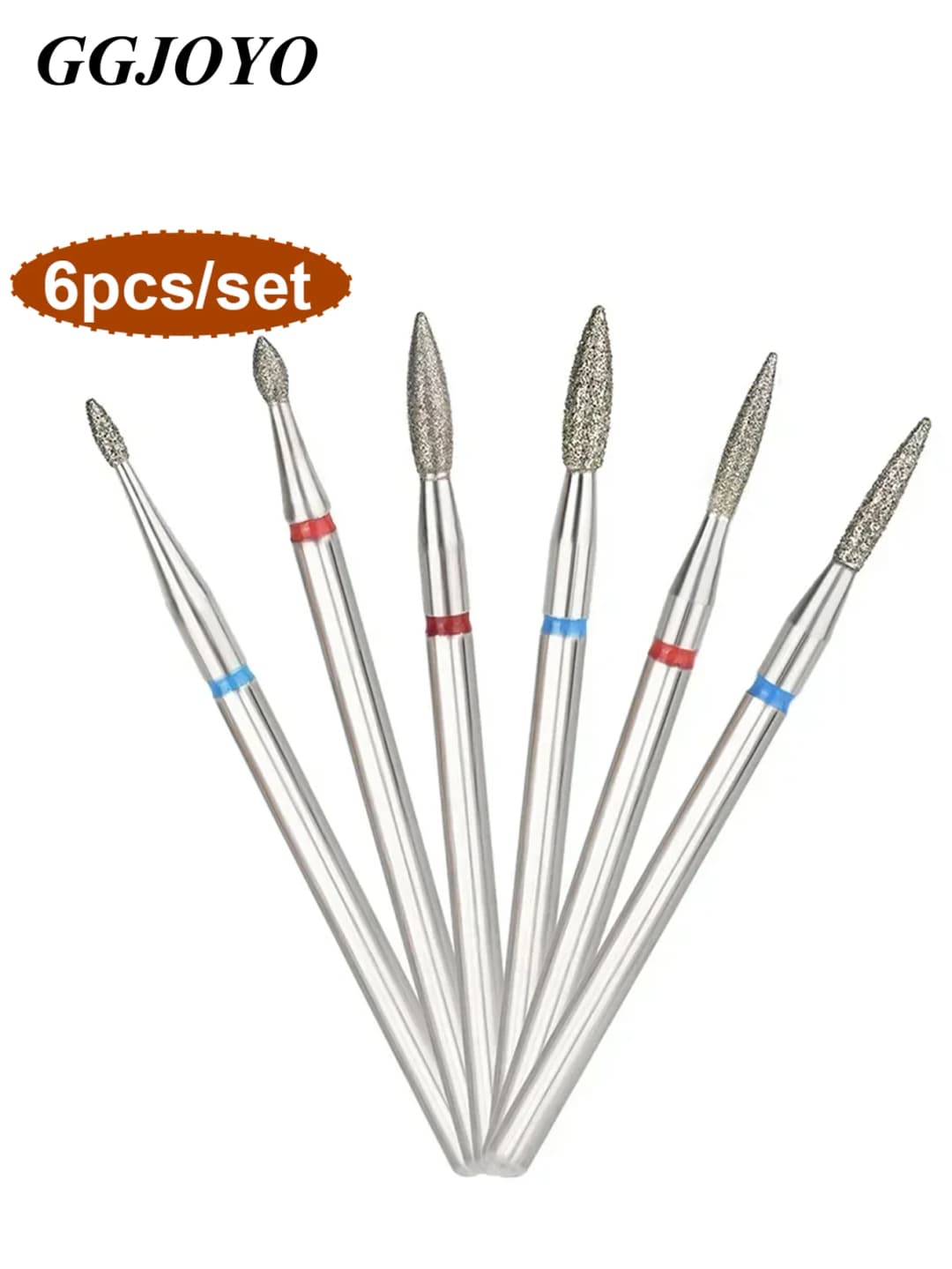 6Pcs Diamond Nail Drill Bits Carbide Conical Micro Cuticle Remover Bit for Under Nail Dead Skin Cleaning Cuticle Remove Nail Art