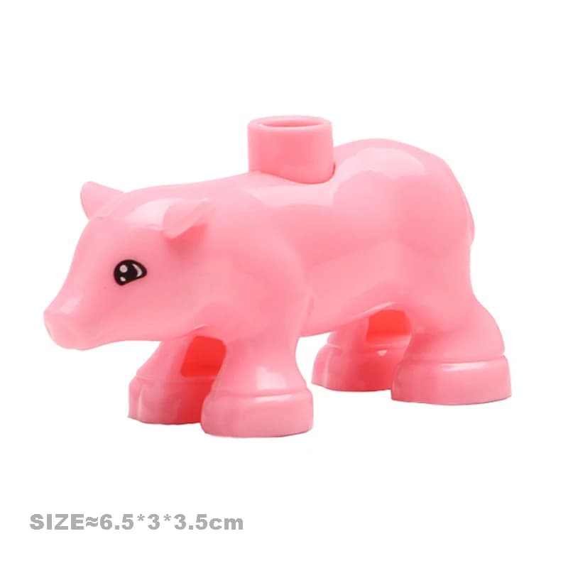 Big Building Blocks Accessories Farm Animals Zoo Compatible with duplos Cat Pig Dog Rabbit Monkey Hippo Sheep Children Toys Gift - 5