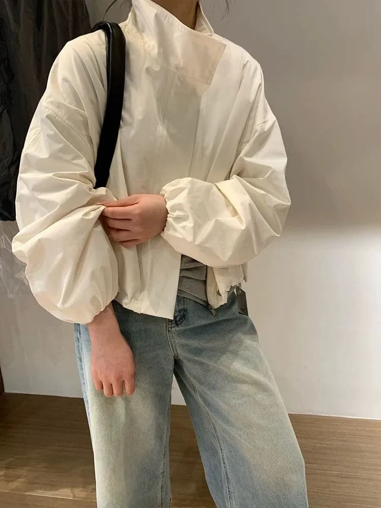 Casual ort Women's Jaet European Sle Spring Summer New Loose Windbreaker Sun Protection Zipper Design Commute Sle - 2