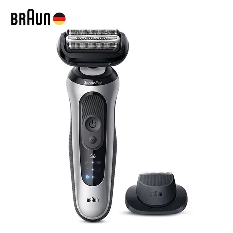 ماكينة حلاقة كهربائية Braun Series 6 Pro 62-S1200s للرجال للحلاقة الجافة والرطبة مع وضعي الحلاقة التربو واللطيف مع شفرة دقيقة وحقيبة