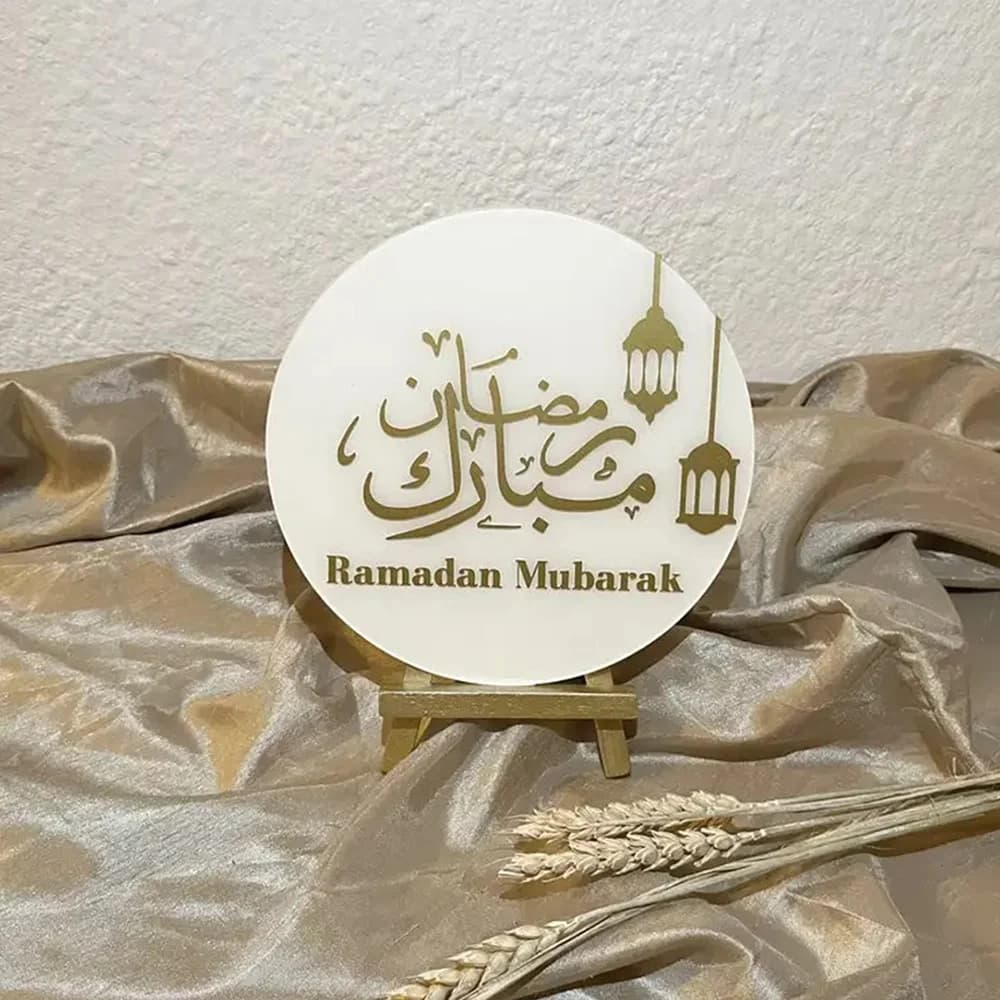 2pcs Ramadan Eid Mubarak Muslim Islam Ramazan Eid Decor Easel Acrylic Sign Table Centerpiece Decor Ramadan Kareem - 2