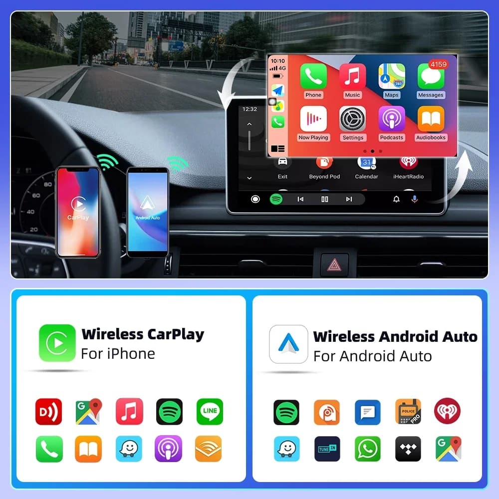 Wired To Wireless Carplay Android 2-in-1 Automatic Adapter Car Gadget Smart Box 5.8GHz Wifi  Plug and Play OTA Update Universal - 6