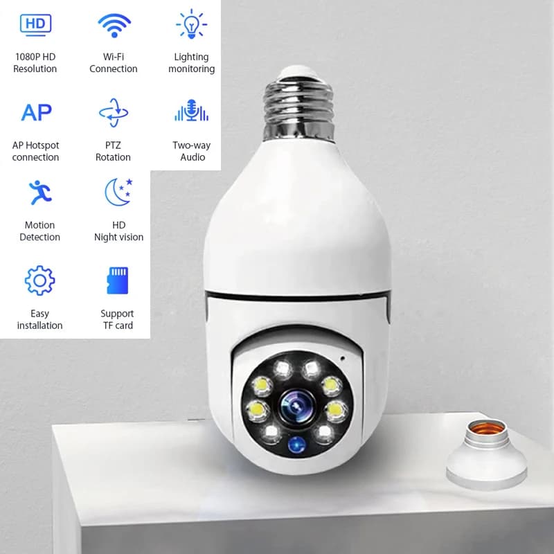 Smart Home 2.4G E27 Bulb Wifi Surveillance Camera HD Night Security Video Surveillance Supprt Two Way Audio Mobile Motion - 6