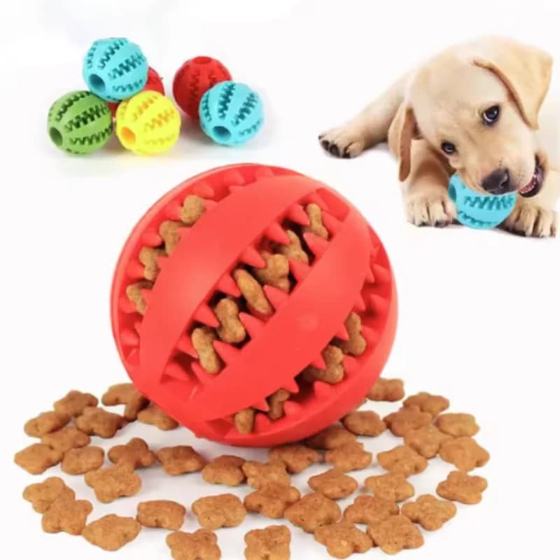 Dog Toy Ball Interactive Rubber Balls Puppy Chewing Toys Pet Tooth Cleaning Ball Cats Pets Food Treat Feeder Silicone Balls Toy - 6