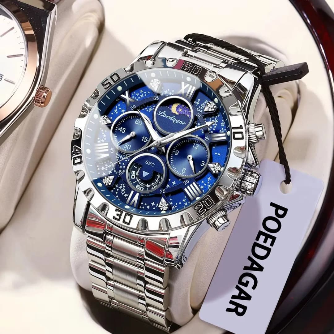 POEDAGAR Luxury Fashion Man Watch Waterproof Luminous Chronograph Men Watch Stainless Steel Sports Military Quartz Men's Watches - 2