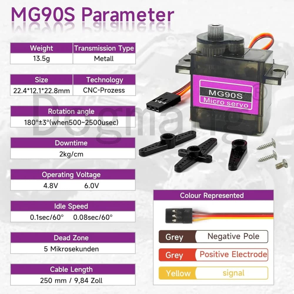 MG90S Servo 1/2/4/10/20/50 Pcs All Metal Gear 9g SG90 Upgraded Version For Helicopter Boat Car Mini Servos for Arduino Project - 4