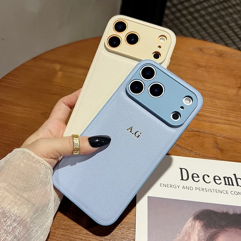 Luxury Personalized Custom Initials Gold Name Leather Case For iPhone 17 16 15 14 13 12 11 Pro Max Xs Max Shockproof Back Cover - 3