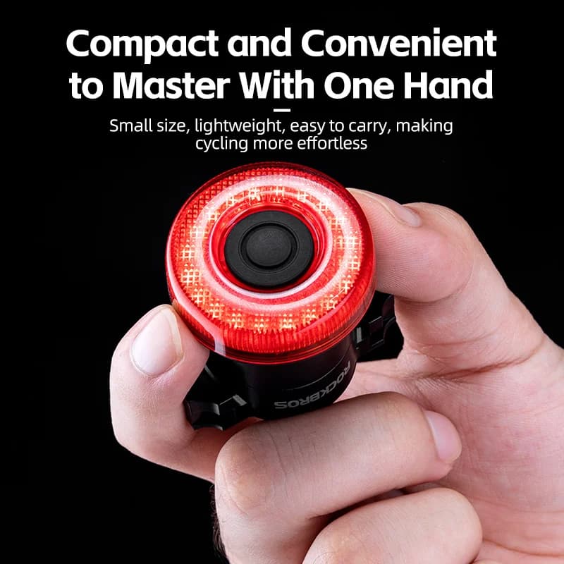 ROCKBROS إضاءة ذكية لذيل الدراجة إضاءة خلفية للدراجة مقاومة للماء IPX6 إضاءة دراجة للقيادة الليلية مع منفذ Type C قابل لإعادة الشحن - 3