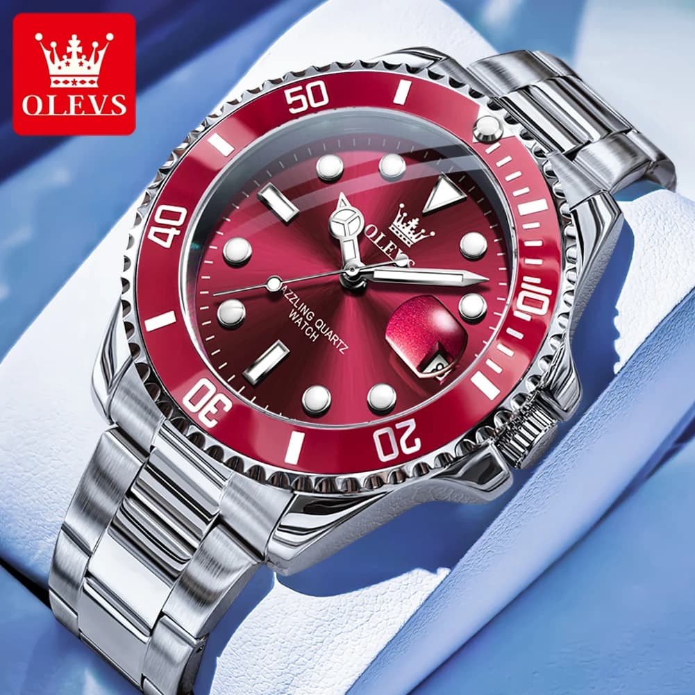 OLEVS Luxury Sport Man Watch Military Waterproof Luminous Date Week Men Watch Stainless Steel Quartz Men's Watches Male Clock