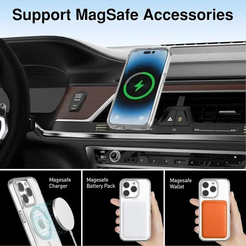 غطاء مغناطيسي أصلي شفاف لهواتف iPhone 17 Air و16 و15 و14 و13 و12 و11 Pro Max Plus mini، غطاء سيليكون شفاف لماج سيف - 4
