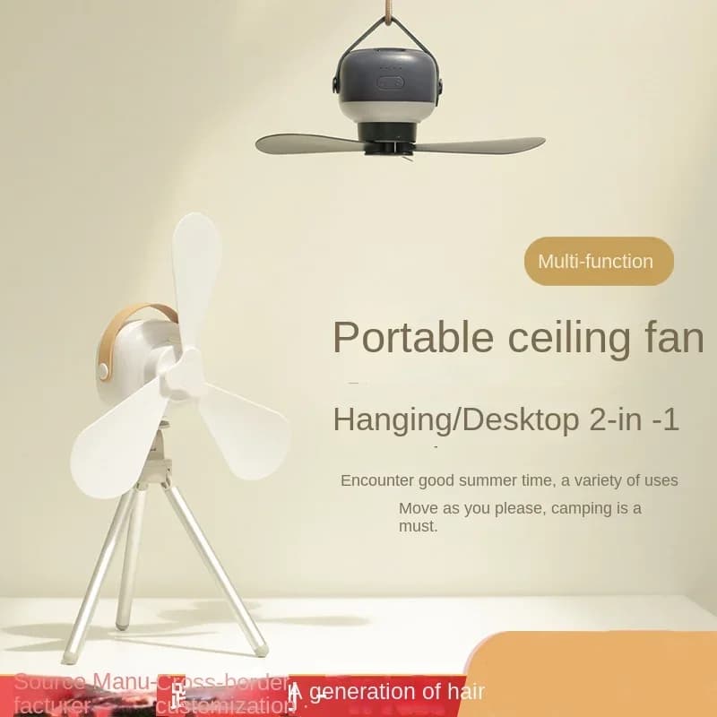 Portable wireless mini ceiling fan light USB fan with remote control, stand, night light, home, outdoor, camping, New Year gifts - 2