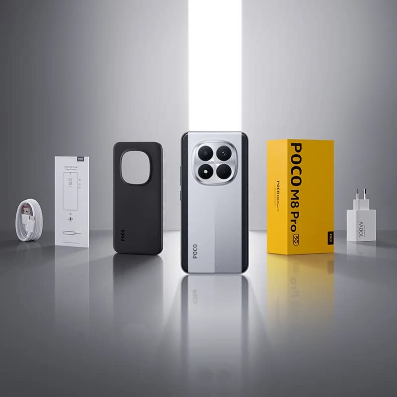 هاتف محمول POCO M8 Pro 5G نسخة عالمية سنابدراجون 7s الجيل 4 شاشة 6.83 بوصة 1.5K بمعدل تحديث 120Hz بطارية 6500mAh شحن 100W NFC كاميرا 50MP - 6