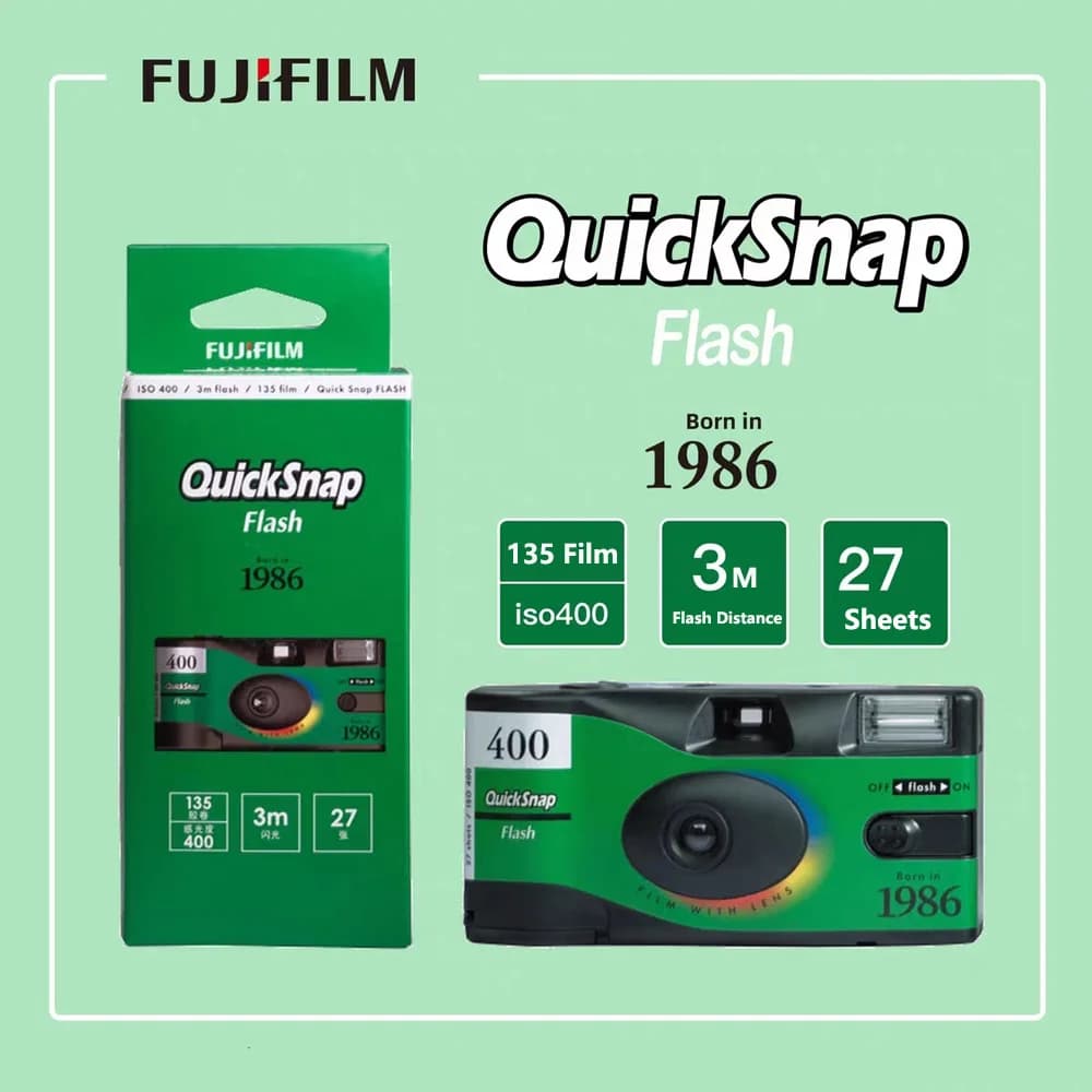 1-5 Pcs Fujifilm QuickSnap 1986 /SIMPLE ACE ISO 400 Degrees with Flash135 Disposable 27 Photo ExposuresFilm Camera Vintage