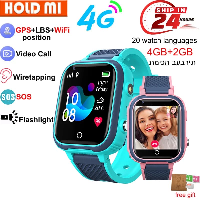 LT21 4G ساعة ذكية للأطفال لتحديد المواقع واي فاي مكالمة فيديو SOS IP67 مقاوم للماء الطفل Smartwatch شاشة كاميرا تعقب الموقع ساعة الهاتف