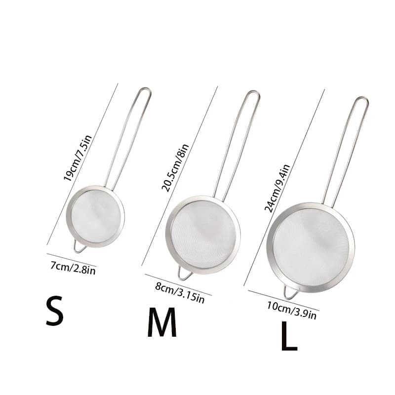 3pcs Stainless Steel Fine Mesh Strainer With Sturdy Handle And Hook, Colander Sifter For Juice Soy Milk, Kitchen Tools - 5