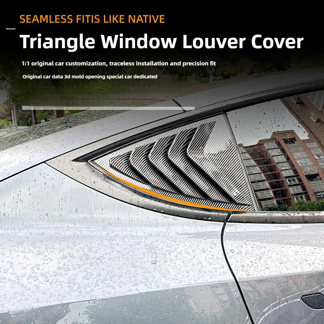 2PCS Side Window Louver Cover Sport Style For Tesla Model 3 Y Juniper Highland 2025-2020 2026 Rear Window Spoiler Shutter Cover - 3