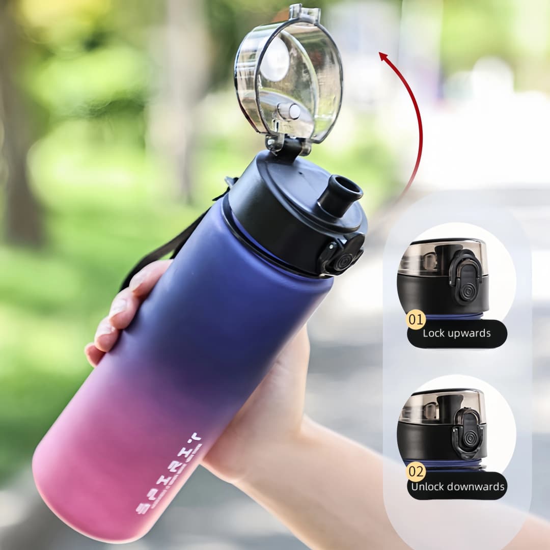 زجاجة ماء شرب غير شفافة بمقبض، مثالية للصالة الرياضية والرياضات الخارجية والتخييم، بألوان متطورة - 3