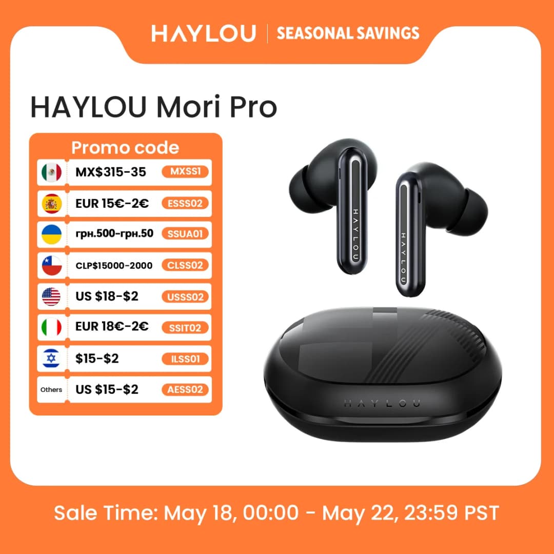 HAYLOU Mori Pro Bluetooth 5.4 Earphones -43dB ANC Active Noise Cancellation Earbuds 6 Mic Wireless Headphones 35H Battery Life