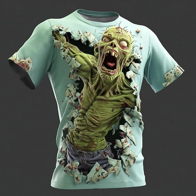 Halloween Skeleton 3D Printed  Men's T-shirt Summer Outdoor Casual Horror Pattern Short Sleeve Top Y2k Men Clothing - 3