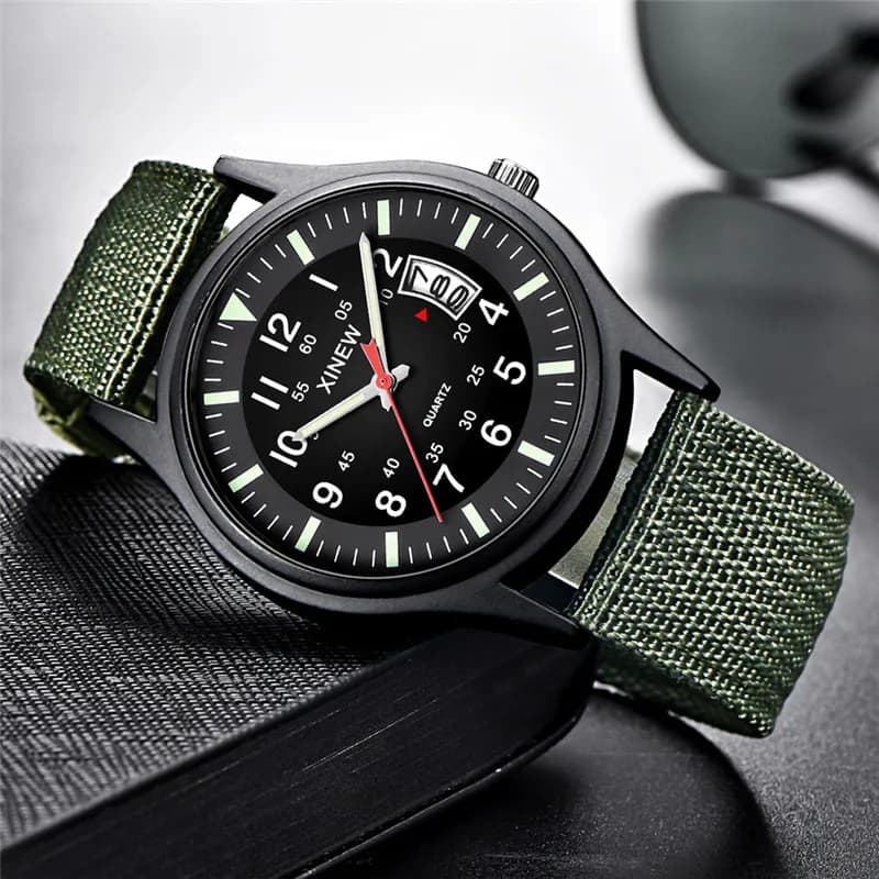 Original XINEW Brand Watches For Men Fashion Nylon Band Military Sports Date Quartz Watch Erkek Barato Saat Relogio Masculino - 3