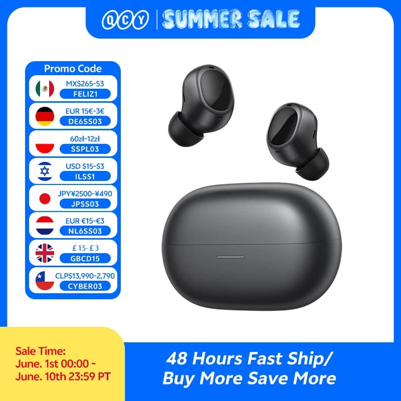 QCY MeloBuds A30 Wireless Earbuds 60dB Adaptive AI Scene ANC 8-Mic 3-Device Connect Bluetooth Earphones LDAC Hi-Res Headphones