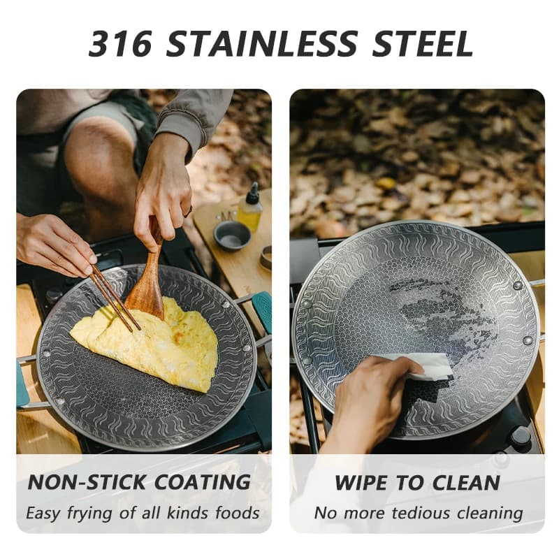 Naturehike BBQ Cooking Grill Pan Camping Picnic Non Stick Round Griddle Pan Folding Frying Pan Outdoor Dinner Barbecue Plate - 2