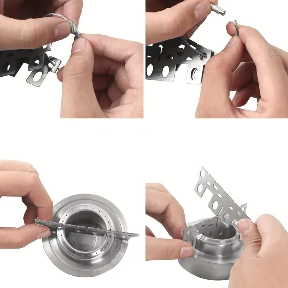 Camping Stove Portable Mini Aluminum Alloy Alcohol Stove with Lid Outdoor Camping Hiking Backpacking Cooking Stove - 2
