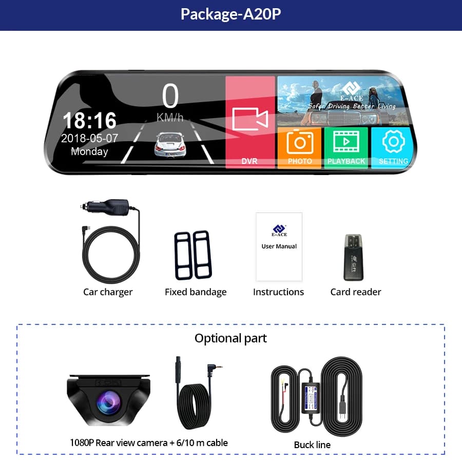 Dashcam Touch 24H Parking Dual Lens Front And Rear View Dash Cam Car Dvr Mirror Camera Video Recorder Black Box Smart Systems - 6