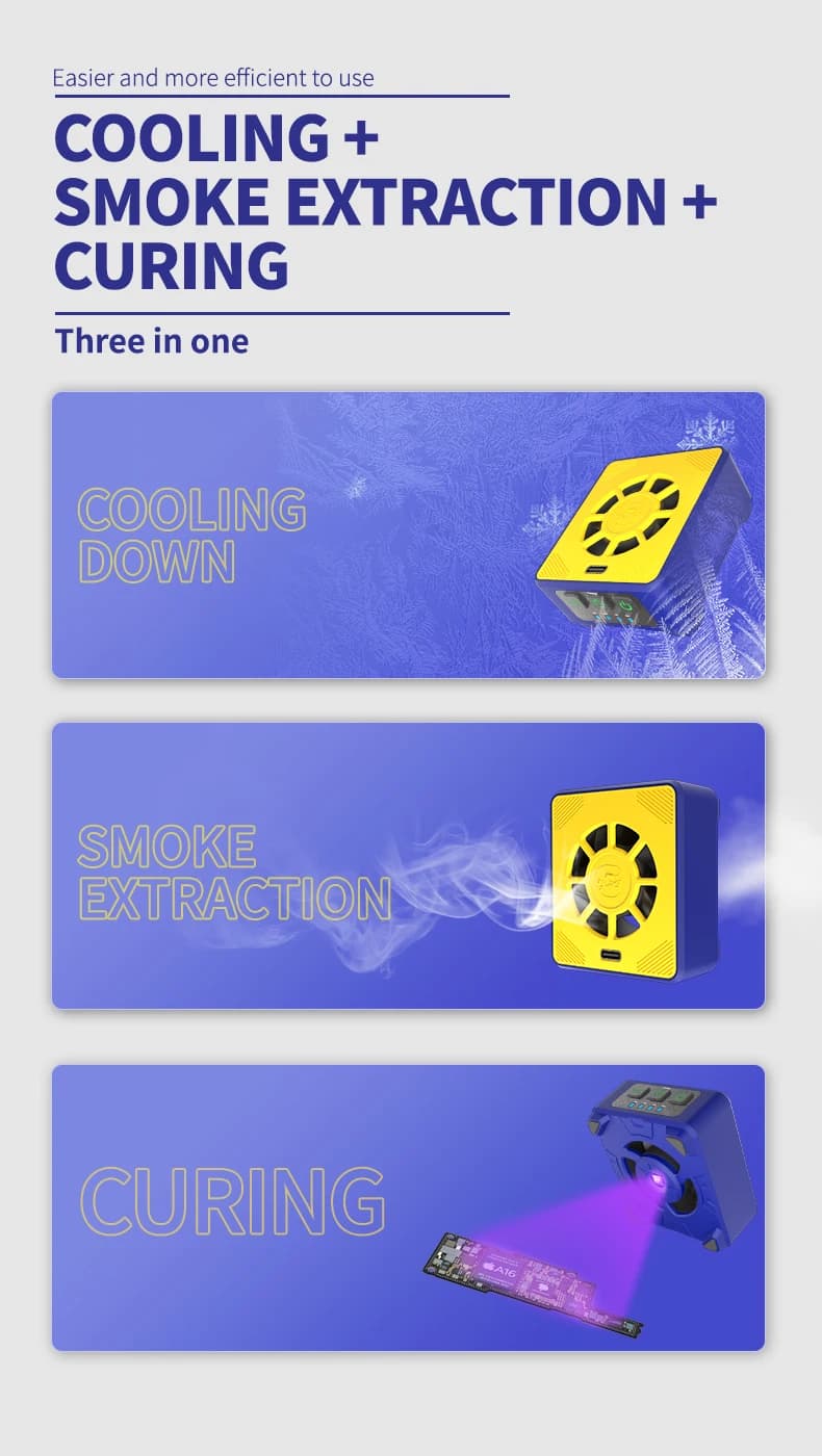 MECHANIC CUV-3 UV Curing Lamp and Cooling Fan Heat Dissipation for Mobile Phone Tablet Motherboard Green Oil Curing Repair Tools - 2